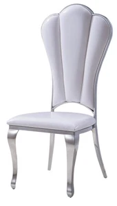 Silla Barroco Blanco Plata Piel Artificial Acero Del Comedor Tapizada Moderno - Imagen 1 de 4