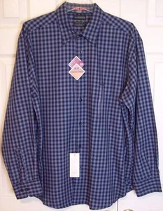 NWT Dockers Men's Dark Blue Plaid Stain Defender Dress Shirt, Large, $45 - Picture 1 of 2