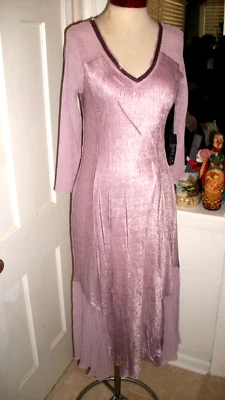 AMAZING NWOT WOMEN'S KOMAROV LAVENDER V NECK FRONT SEQUINS MIDI DRESS M - Image 1 of 4