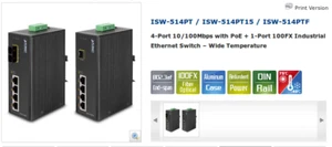 Planet Networking SWITCH Industrial PoE mod.ISW-514PTF - Imagen 1 de 11