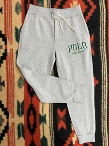 NWT Polo Ralph Lauren Sweatpants Mens M Gray Jogger Fleece Spell-Out Embroidered - Picture 1 of 13