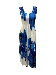 Womens Plus Size Curve Abstract Print Maxi Elasticated Dress Up to UK SIZE22 P49 - Picture 1 of 1