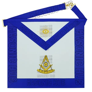 Delantal Masónico Past Master - Cuero Sintético Blanco, Emblema Bordado a Máquina - Imagen 1 de 5