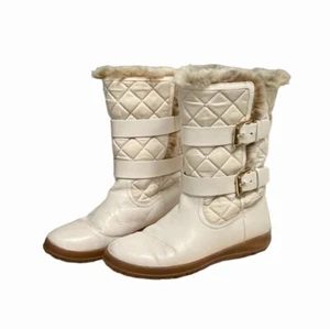Michael Kors Aaran Boot Size 8 Leather Faux Fur Beige Quilted Style 40F3AAFB5D - Picture 1 of 14