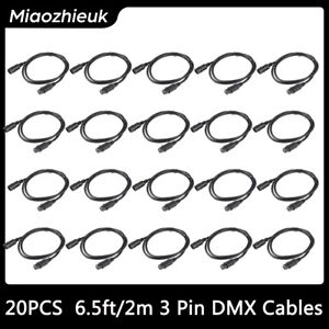 20pcs 6.5ft DMX XLR 3 Pin Extension Cable Stage Light Male to Female DMX Cords