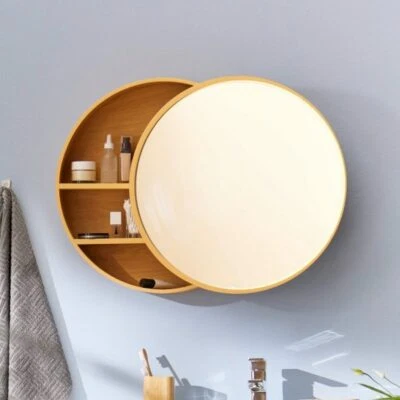 Spiegelschrank Spiegel Badezimmerschrank Wandschrank Schrank Bad rund Ø50x13 cm - Bild 1 von 4