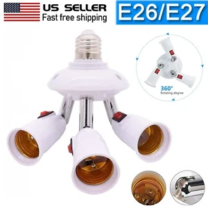 E26 E27 Light Socket Splitter Adapter LED Bulb Converter Base Holder 360 Degrees - Picture 1 of 10
