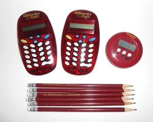 Millionaire Maker - Replacement Game Pieces - 2 Calculators, 1 Timer + 6 Pencils - Picture 1 of 3