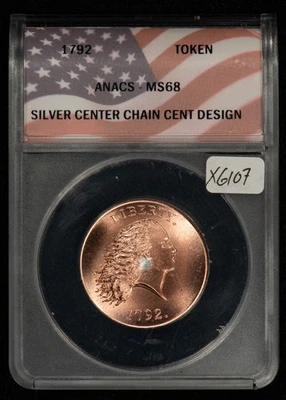 Diseño de centavo de cadena central de plata token 1792 - ANACS MS 68 - Daniel Carr - X6107 - Imagen 1 de 4