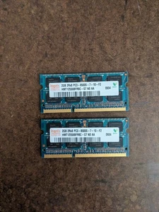 Hynix 2G B 2Rx8 PC3 8500S 710F2 Eco DDR3 Laptop Memory x2 - Picture 1 of 2