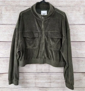 NUEVA Chaqueta Aerie Para Mujer Recortada Pana Terciopelo Cremallera Frontal Verde Talla XL NUEVA CON ETIQUETAS - Imagen 1 de 8