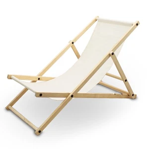 Campingstuhl Klappstuhl Liegestuhl Strandliege Klappbar Holz Beige Bituxx® - Bild 1 von 3