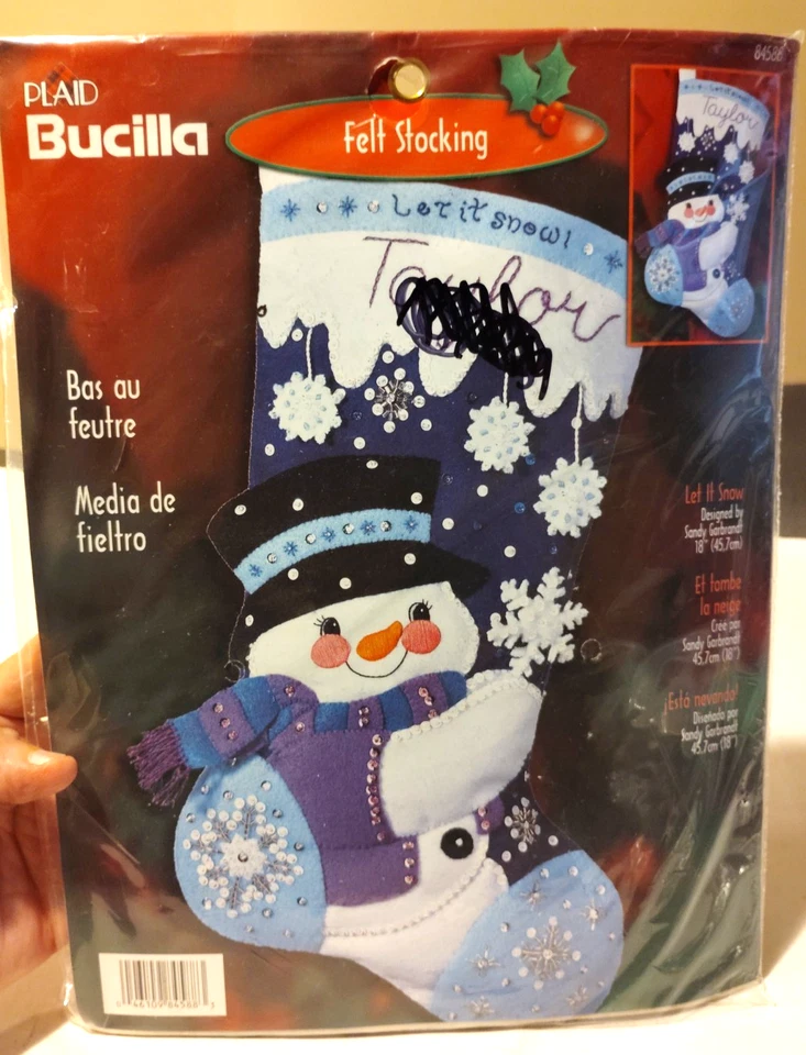 NEW Bucilla Felt Christmas Stocking kit 18" Let it Snow Adorable Snowman 84588 - Image 1 of 4