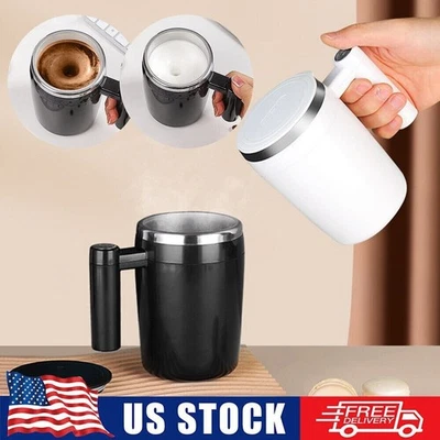 Auto Self Stirring Mag Stainless Steel Coffee Milk Cup Smart Mixing Mug (White)