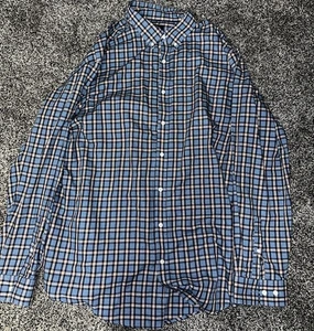 Croft & Barrow Shirt Men’s 2XLT Blue Tan Plaid Long Sleeve Button Down Nwot - Picture 1 of 2