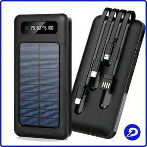 POWER BANK SOLARE 88000 MAH UNIVERSALE CON 4 CAVI E RICARICA RAPIDA IMPERMEABILE - Zdjęcie 1 z 9
