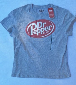 Dr Pepper Hearthered Gray Short Sleeve T-shirt Logo Size M NWT - Picture 1 of 7