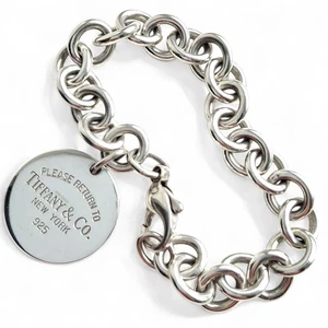 Preloved Vintage Tiffany & Co Hallmarked Silver Tag Charm Bracelet with Box - Picture 1 of 9