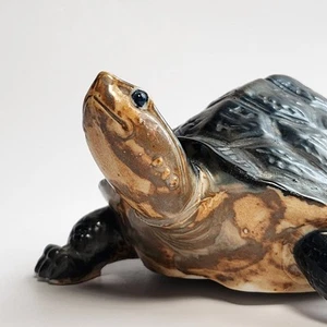 Vintage Handarbeit Porzellan Schildkröte Figur Kunst Skulptur glasierte Keramik - Bild 1 von 13