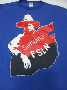 Vintage FSLN Sandino T Shirt Mens S W38inxL27in Tee 50 50 NICARAGUA Must Survive - Picture 1 of 12