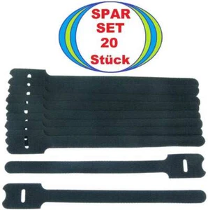 20 Klettkabelbinder ECO 200 x 25 mm schwarz Kabelbinder Klettband Kabelklettband - Picture 1 of 5