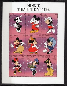 GAMBIA WALT DISNEY BLATT MIT 9 BRIEFMARKEN POSTFRISCH - Bild 1 von 1