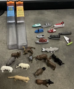 Safari LTD Toob Set 2 Animals Boats Ships 33 Figures Furry Trout North American - Picture 1 of 16