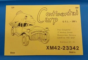 Tarjeta coleccionable CB RADIO QSL "CONTINENTAL CARP - STAN CARPENTER - DOWNSVIEW CANADA - Imagen 1 de 1