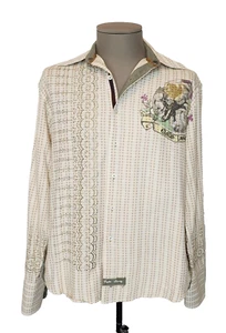 Camisa abotonada estilo occidental bordada a mano cosida a mano inglesa para hombre GRANDE - Imagen 1 de 14