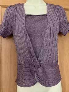 Short Sleeve Deep Purple Glittery by KLASS COLLECTION size S vgc - Picture 1 of 4