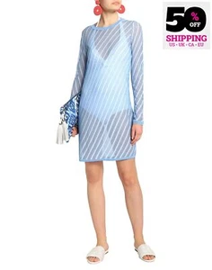 RRP €295 DIANE VON FURSTENBERG Beach Dress Size S Merino Wool Blend Striped - Picture 1 of 6