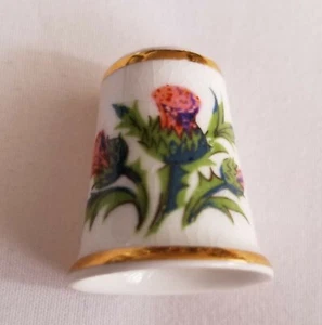 Dedal de porcelana de hueso de colección cardo escocés por aynsley hecho en INGLATERRA  - Imagen 1 de 5