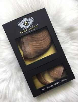 FOXY LOCKS GENUINE SEAMLESS 18" HAIR EXTENSIONS - LIGHT BROWN TO BLONDE OMBRE