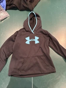 UNDER ARMOUR BOYS Black/blue HOODED PULLOVER SWEATSHIRT SIZE M - Picture 1 of 1