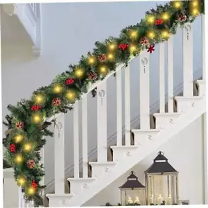 Navidad Guirnalda Con Bayas Corona Verde Acebo Afelpado Decoración - Imagen 1 de 15