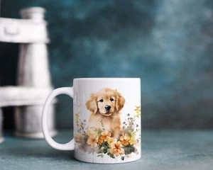 Tazza personalizzata acquerello Golden Retriever 01 Natale, regalo di compleanno. - Foto 1 di 2