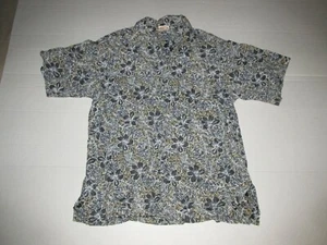 Vintage Go Barefoot Hawaiian Floral Button Up Shirt Sz M Aloha Camp Vacation - Picture 1 of 6