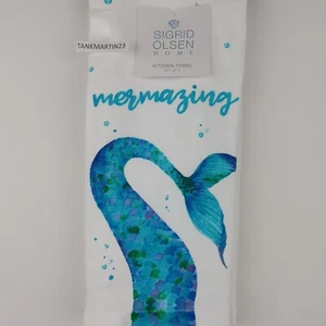 Set of 2 Sigrid Olsen Blue Be Mermazing Mermaid Kitchen Dish Towels Coastal - Picture 1 of 4