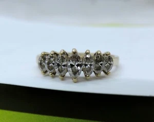 14k Gold 7 Clear Bright Marquis Cut Diamonds 3.1 Grams TW - Picture 1 of 7