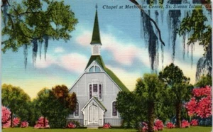 Postal de Georgia de lino de la década de 1950 St. Simon Island GA Capilla de St. Simon's Island - Imagen 1 de 2