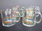 Vintage Christmas Holly Berry Ribbon Set of 6 Mugs Gold Rim 12 oz. USA