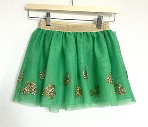 Crinoline Tutu Skirt -Girls Small 6/7- Sparkly Gold Sequin Shamrock St Patrick's - Picture 1 of 12