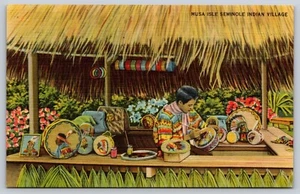 Postcard Musa Isle Seminole Indian Village Miami Florida Trading Post - Picture 1 of 2