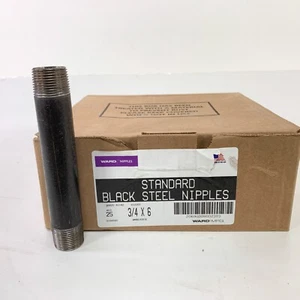 Ward 0106060 Black Steel Pipe Nipple 25 Pack 3/4" x 6" Sch 40 Std Welded - Picture 1 of 3