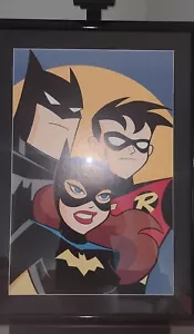 BATMAN Serie Animata ROBIN BATGIRL LITOGRAFIA WB VINTAGE ART 1999 no COA - Foto 1 di 8