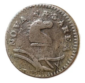 1786 New Jersey "Blundered Six" US Colonial Copper Coin M 23-R - Imagen 1 de 2