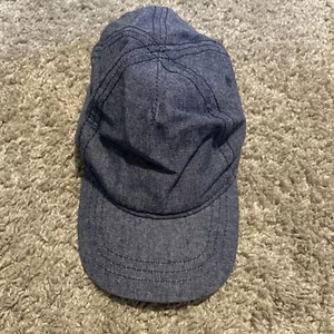 Old Navy Baby Stretch Strapback Hat Blue 6-12 Months Denim Vented Holes Blank - Picture 1 of 3