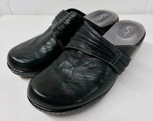 Softwalk Women's Size 6.5 Mason Clog Black Leather Adjustable Strap Comfort Shoe - Picture 1 of 17