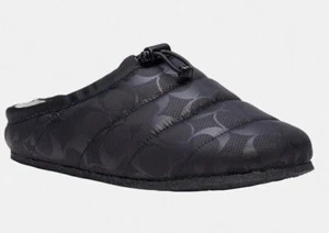 Coach Women's Rachelle Black Slipper Slide Slip On Logo C Fur Sz 7-8.5 $145 - Picture 1 of 8