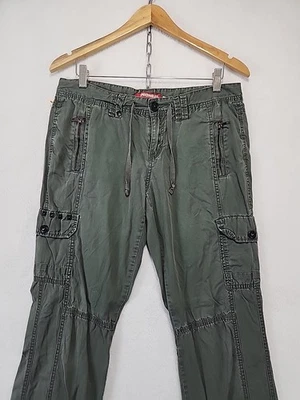 Pantalones cargo Unionbay Y2K para mujer 11 verde militar utilitarios solapa bolsillo patinador vintage Foto 1 de 4